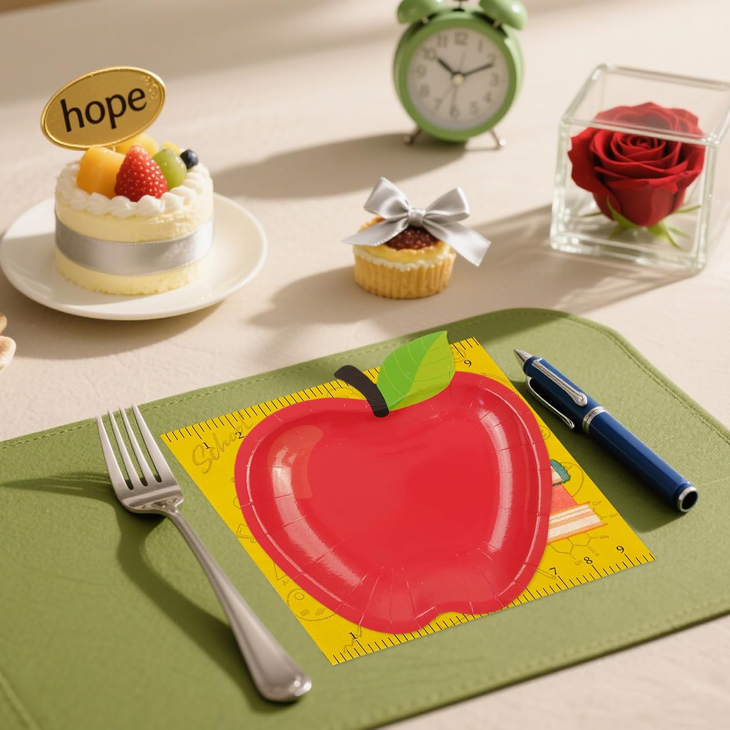 40 PCS Back to School Apple Paper Plates and Napkins Decorations, First Day of School Disposable 7 Inch Dessert Plates Tableware Set for Composition Notebook Classroom Pre K Teacher Party Supplies image 2