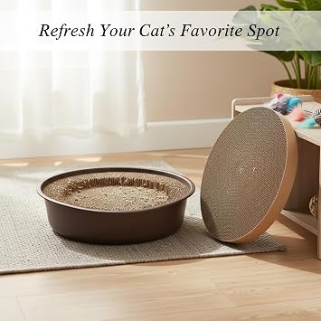 Round Corrugated Paper Cat Scratcher Refill Core, Replacement Insert for Bowl Scratchers (1 Pack)