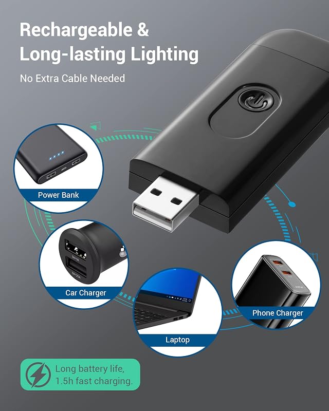 BootyBay Újratölthető Olvasólámpa Csíptetővel - USB-s Könyvlámpa 4 Fényerőszinttel, Kék Fény Szűrővel, 2 Színben, Utazáshoz és Éjszakai Olva