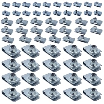 60 Pcs Stainless Steel U-Clip Nuts Set M6 M8 M10, 304 Grade Speed Clip Fasteners for Sheet Metal, Spring Steel Mounting Clips with Thread, Panel Fixing Kit