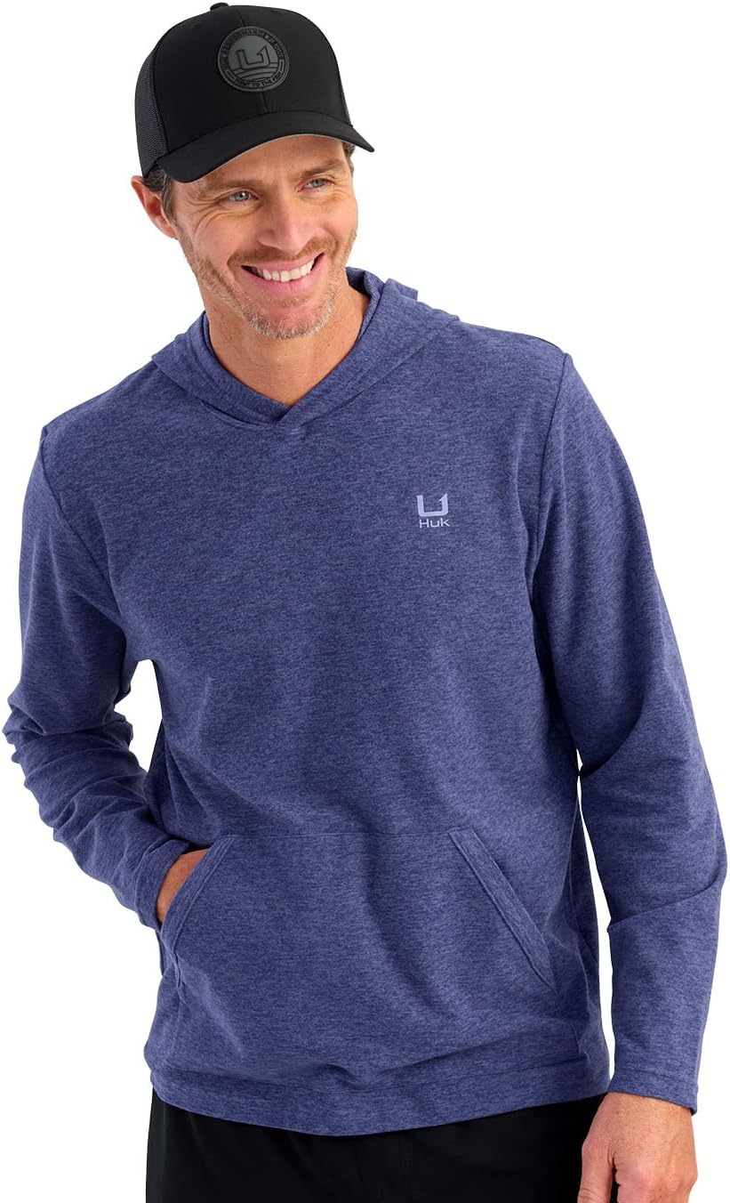 HUK mens Leeward Fleece Hoodie, Lightweight, Warm, and Comfortable Pullover for Fishing and Outdoor Adventures