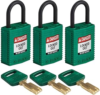 Brady SafeKey - Candado de bloqueo (nailon, plástico, 2,5 cm, 3 unidades), color verde