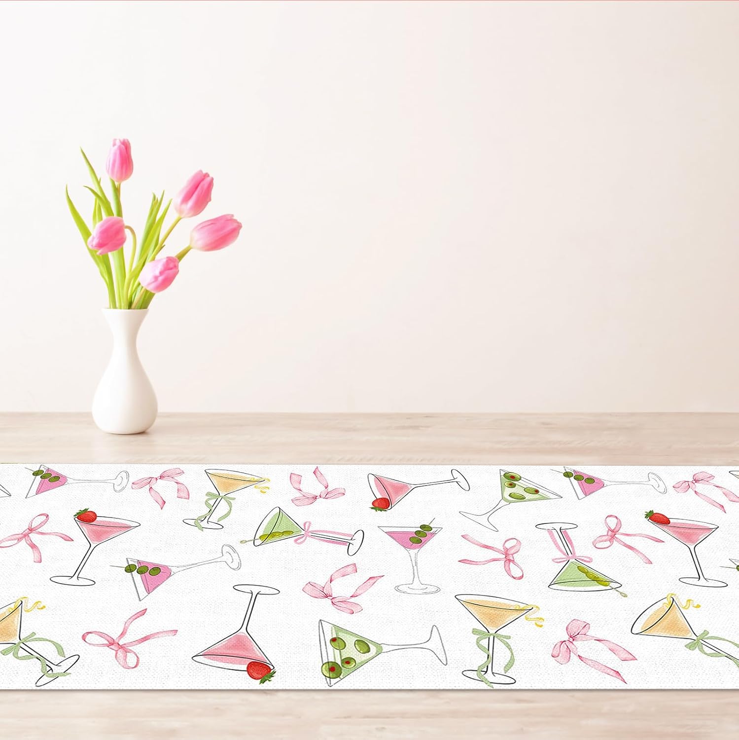 Vohado Martini Table Runner A Tini Bit Older Birthday Party Decoration Bow Bachelorette Bridal Shower Home Island Decor (13" x 72")