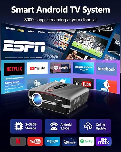 Miniatura 9 de Proyector 4K de enfoque automático HDR WiFi 6, proyector inteligente de luz diurna 4K de alto lumen 1200 ANSI LED 1080P Ultra HD montado en el techo