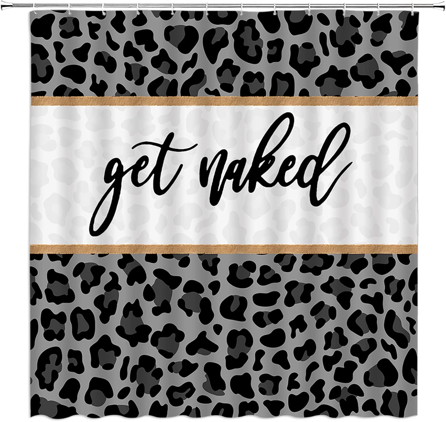 4pcs Cow Print Shower Curtain Set with Rug Funny Quotes Brown Cowhide Print Farm Animal Bull Skin Fashion Bathroom Set with Hooks(Bath Mat,U Shape and Toilet Lid Cover Mat)