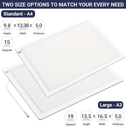 Miniatura 7 de Caja de luz LED para rastreo, almohadilla de luz ultrafina con brillo ajustable. Viene con cable USB, adaptador, papel de calco, clip. Almohadilla