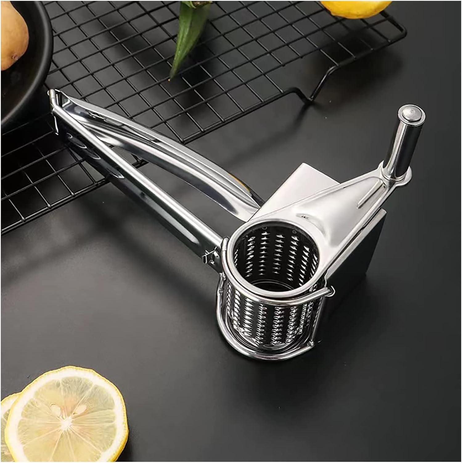 Cheese Grater Stainless Steel Handheld Rotary Grater Perfect for Kitchen Easy to use hand-cranked rotary shredder grinder or slicer to grate hard cheese chocolate nuts etc (Size : 4 planing/1290 (Siz