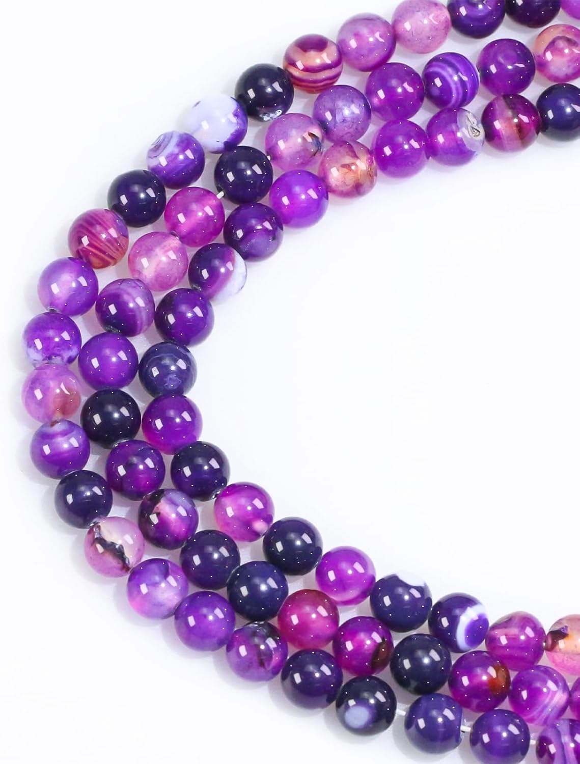 8mm Natural Gemstone Round Loose Beads Purple Agate for Jewelry Making DIY Crystal Bracelet Necklace (45-48pcs/strand) - Image 2
