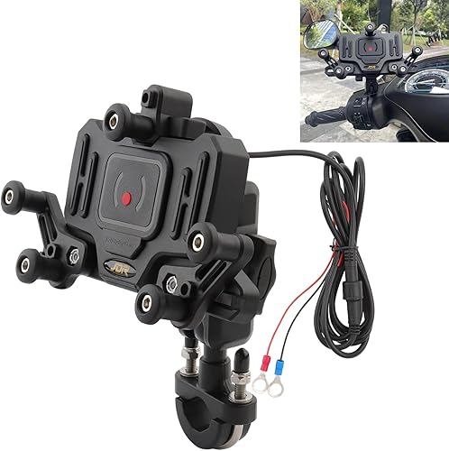 moqiang Soporte de teléfono para motocicleta con amortiguador de vibración y cargador inalámbrico de 15 W para teléfonos de 4.7 a 7.1 pulgadas,