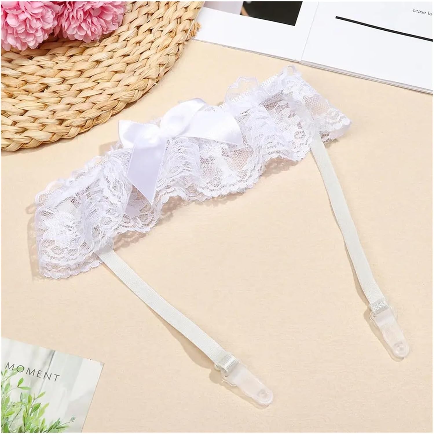 4pcs Lace Bowknot Garter Set for Bride Thigh Strap Lingerie Accessory