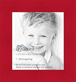 ArtToFrames 9x10 inch Red Stain on Beech Wood Picture Frame, 2WOM0066-81792-YRED-9x10