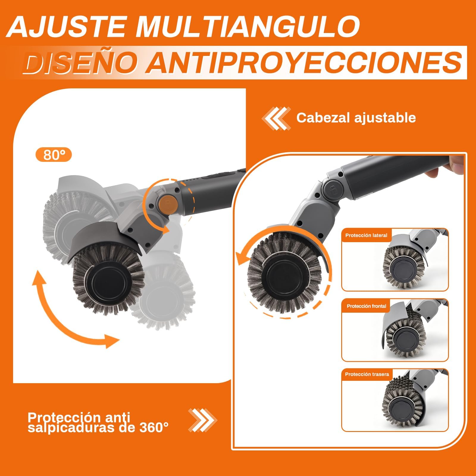 Cepillo Eléctrico para Barbacoa, Limpiador de Parrilla Inalámbrico 3 en 1 con 3 Velocidades y 180° Ajustable, 3 Cabezales Acero INOX Reforzados, 150Min Batería, Impermeable, Apto Lavavajillas