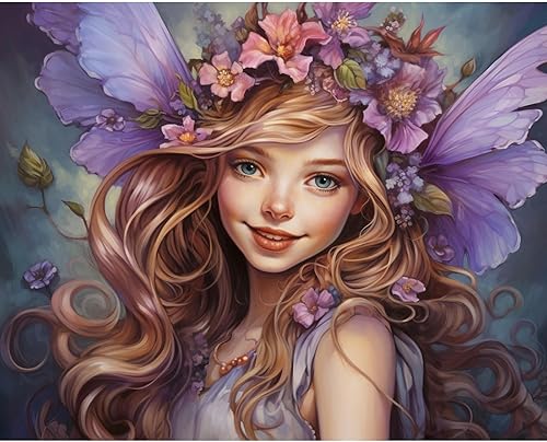 Angel morado - Pintura por números para principiantes, delicadas muñecas con corona de pintura por números sobre lienzo, fácil de pintar obras de