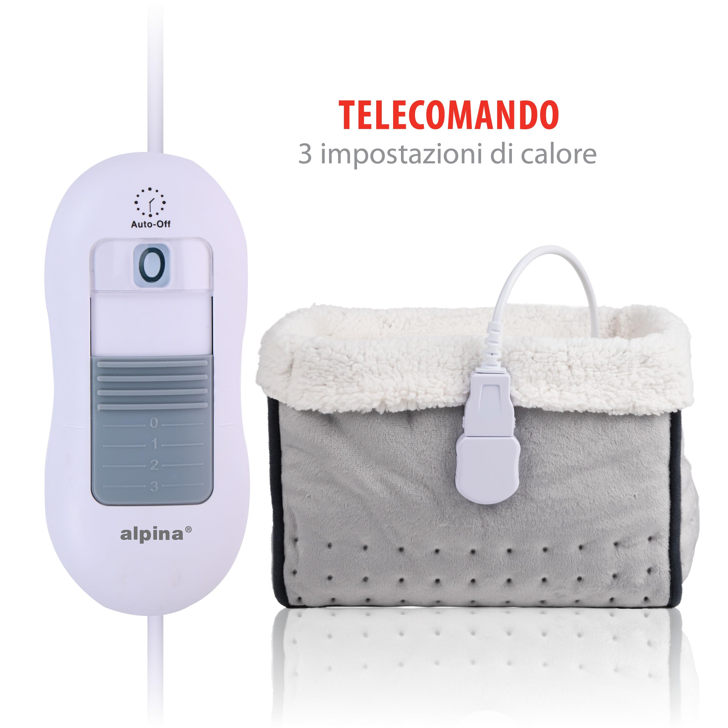 alpina Scaldapiedi Elettrico - Scalda Piedi Casa Elettrico Protezione dal Surriscaldamento - Scalda Piedi Casa Elettrico Fodera interna Lavabile - 3 Impostazioni di Calore - Grigio