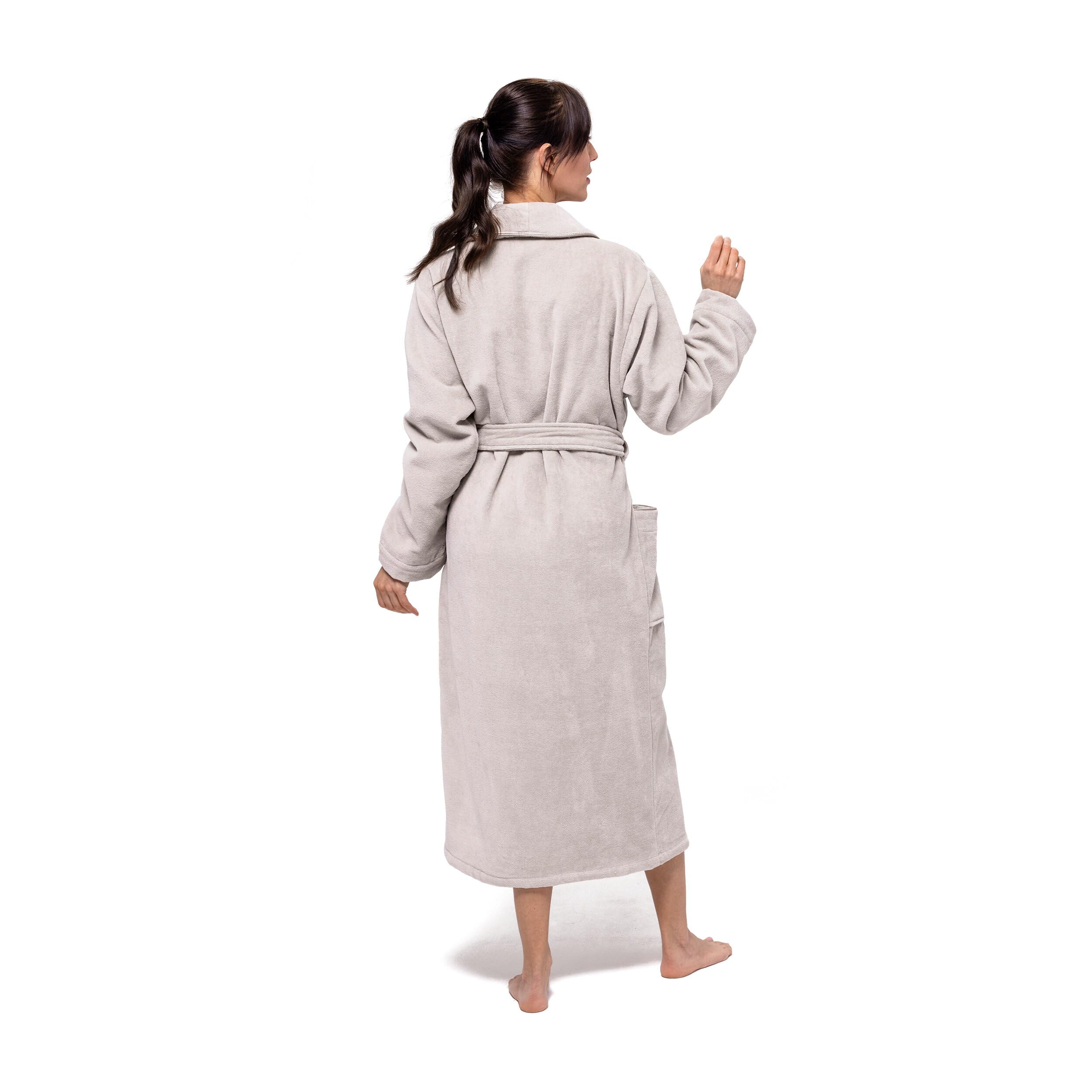 Möve Homewear Schalkragenmantel Velour, Bademantel, Größe M, Silver Grey