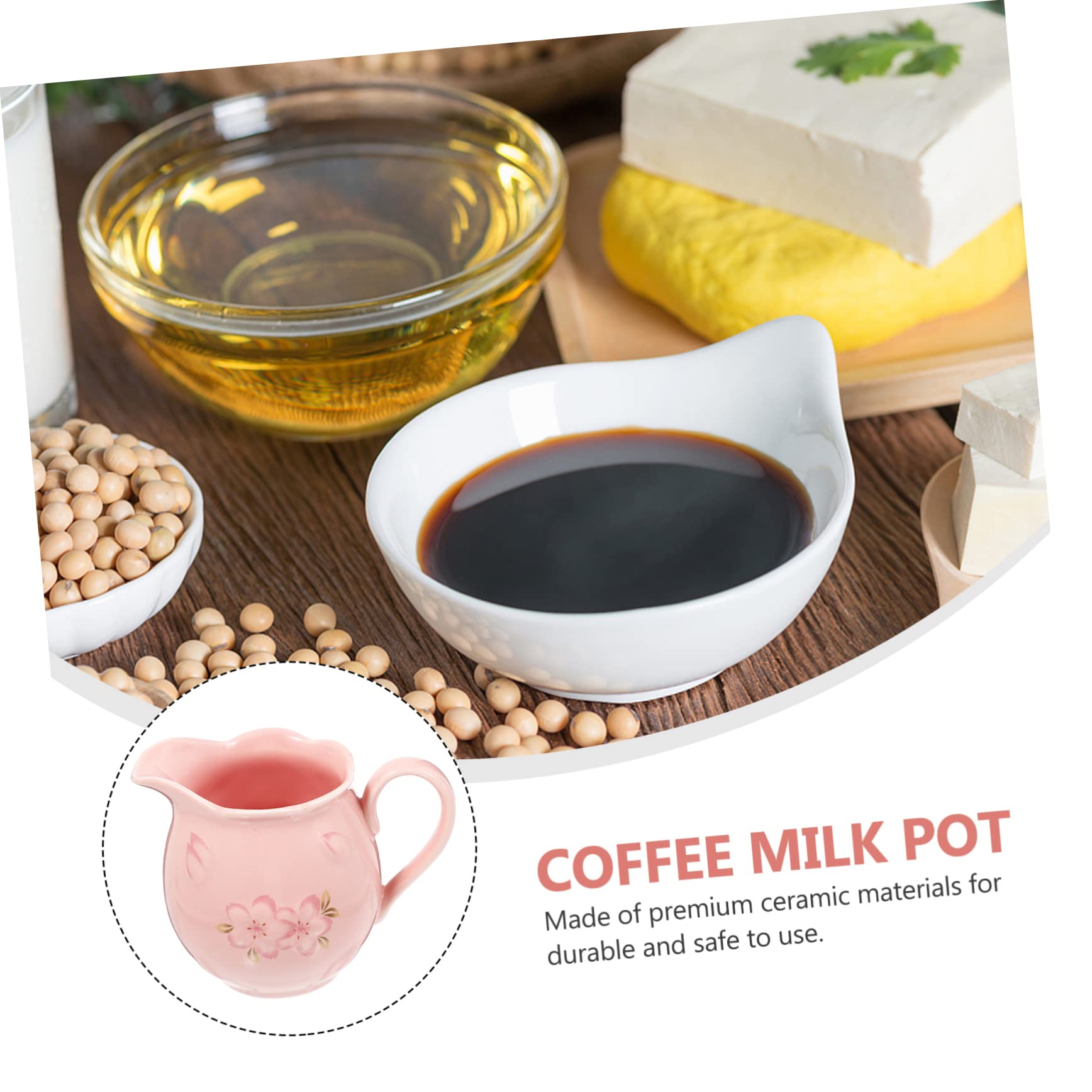 Unomor Pot Milk Jug Coffee Porcelain Creamer Pitcher Cream Pourer Mug Pitcher Latte Art Jug Mini Sauce Milk Steaming Pitcher Ceramics Sauce Cup Seasoning Mini Cup Western Food Supply Pink
