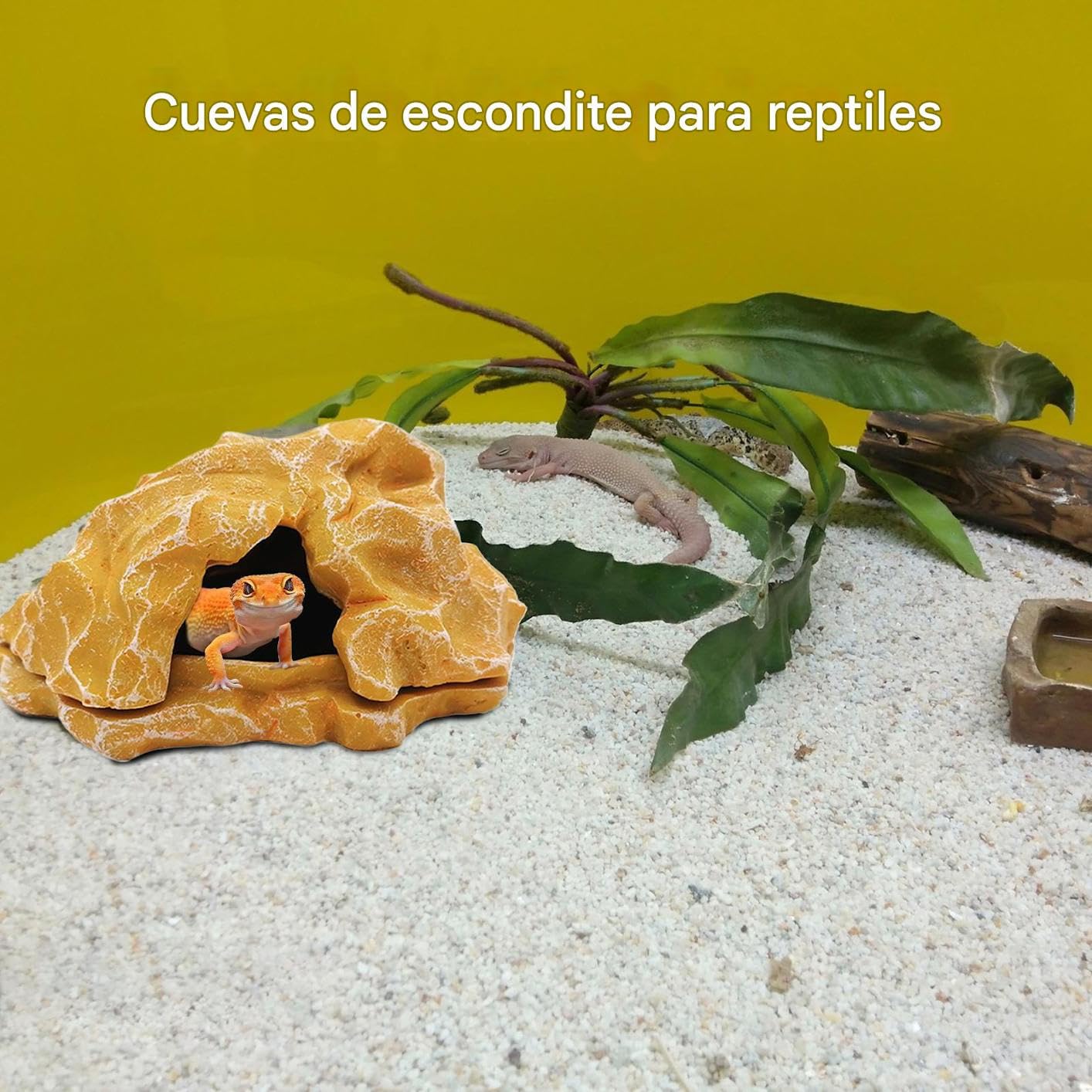 Refugio para Reptiles, Refugio para Reptiles Terrario Cueva para Serpientes, Zona para Tomar el Sol, Decoración para Acuarios y Accesorios para Terrarios Pequeños de Pitón Bola y