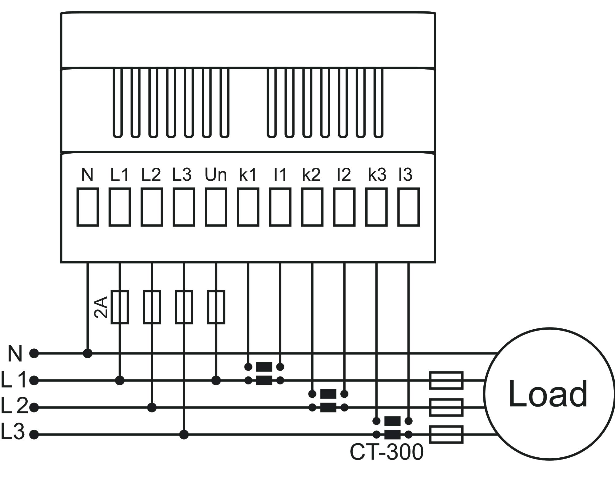 Tense Elektronik EM-250DIN - Multímetro para medición de corriente (2 A-250 A), voltaje y frecuencia en redes de 3 fases, riel DIN digital, color gris, negro y rojo