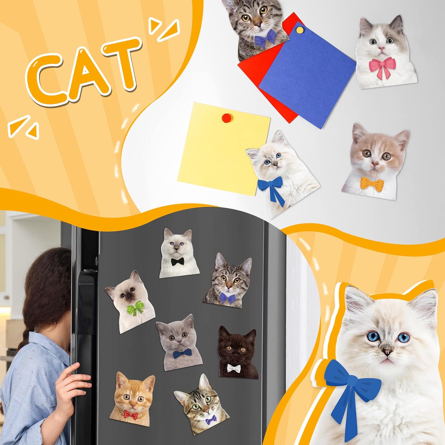Ecally 12 Pcs Cat Magnets for Refrigerators Cruise Door Decorations Magnetic Cat Funny Magnets for Ship Door Locker Reusable Magnetic Sticker Home Kitchen Office Car