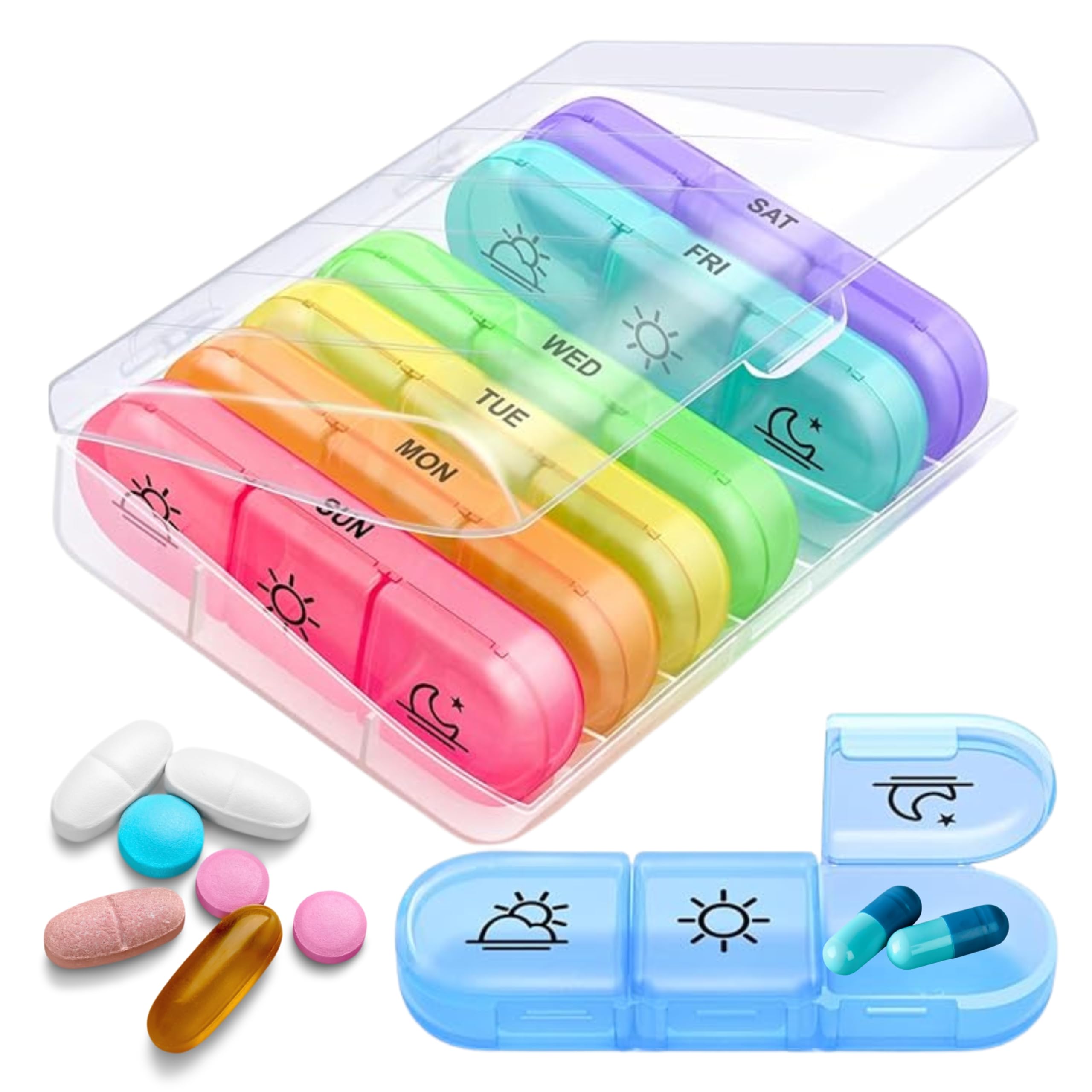 Weekly Pill Organizer 3 Times 7 Days Medicine Storage Box with 3 Compartments | Portable BPA Free Tablet & Vitamin Storage Case | Large Capacity Travel Pill Holder for Morning Afternoon Night Use-image-39