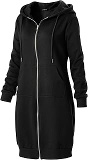 GIVON Womens Zip Up Long Tunic Hoodie Sweatshirt Lightweight Regular Fit Jacket with Pockets