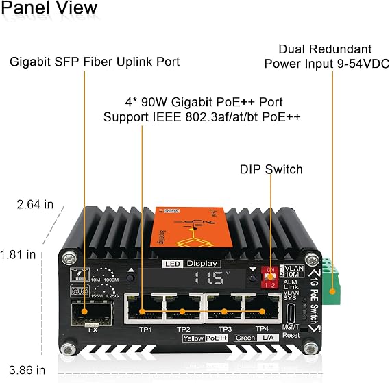 4X1000M RJ45 IEEE802.3at/bt 90W + 1XSFP AI スマートマネージドPoE+スイッチ