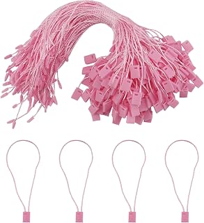 200Pcs Hang Tag String, 7.1-inch Pink Nylon Hang Tag String Hanging Tag Fastener Snap Lock Pin Loop Fastener 1 mm Thick Tag Rope Ties for Clothes Shoes Bags Luggage Label Price Tags, SATONBEYI