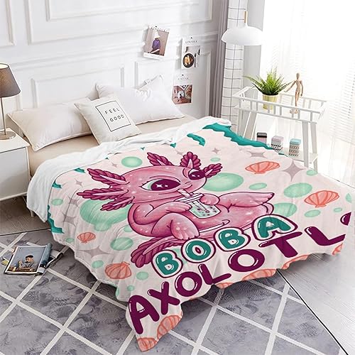 Miniatura 4 de Boba - Manta de ajolote para mujeres y niñas, ligera, suave, de franela, de forro polar, para sofá, cama, sofá y niños pequeños (50 x 40 pulgadas)