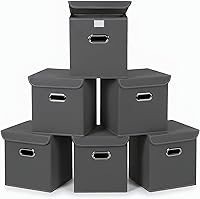 Vista 10 de Organizadores de Armario Contenedores de Almacenamiento de Tela Con Tapas Cubos Plegables Organizador Cesta Con Asas, Cajas de Almacenamiento