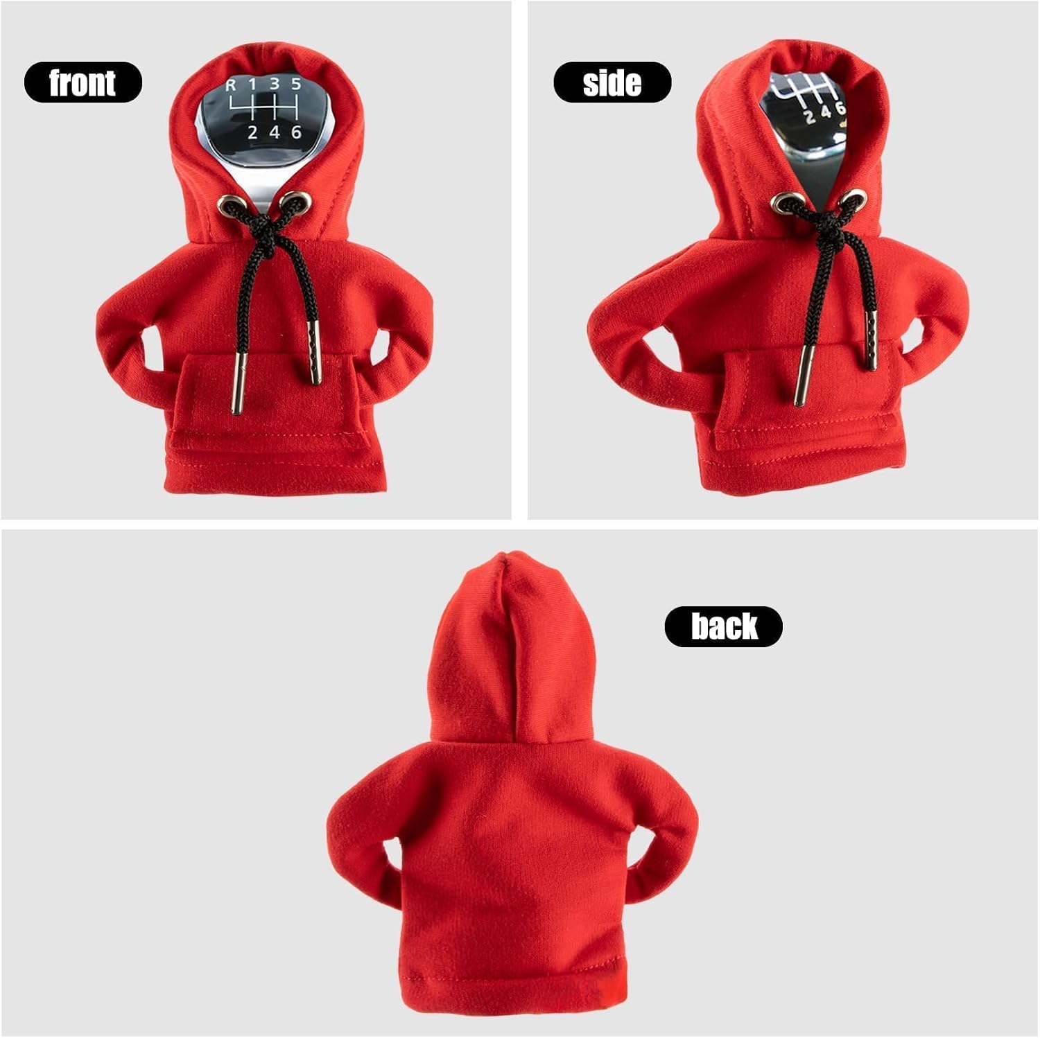 PSLER Stylish Cute Hoodie Car Gear Shift Cover Shifter Knob Cover gear shift hoodie Heat Insulation Winter Warm CVC Interior Car Accessories for Men Women White