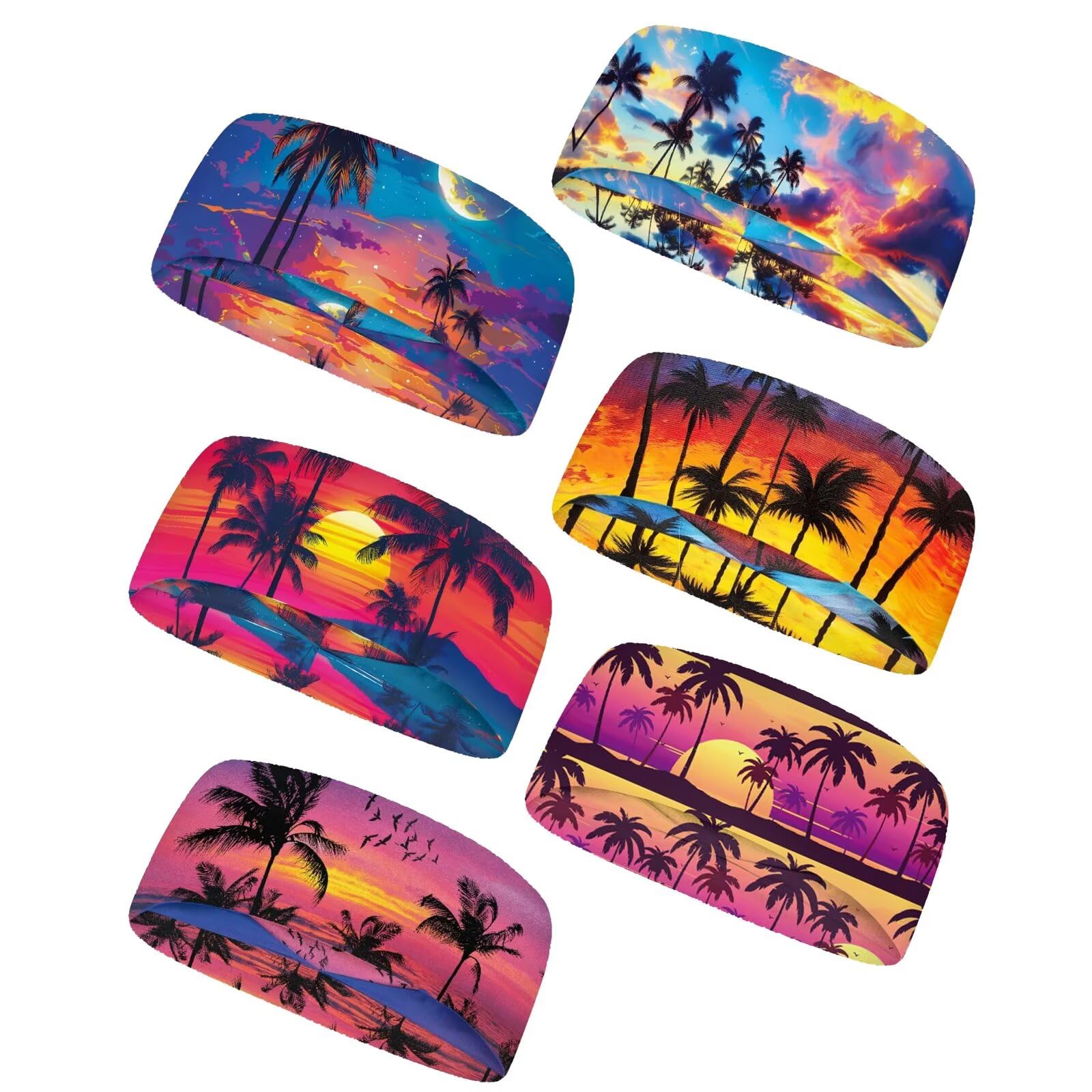 Forchrinse Sunflower with Text Print 6Pieces Sport Sweatband Headband for Soft Elasitc Headband Hair Bands Unisex Outdoor Sport Headbands