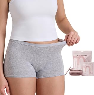 Momcozy Puerperium Underwear Cotton Set of 7 Breathable Disposable Underwear Women with Medium Waistband and Wide Gusset XL Gray