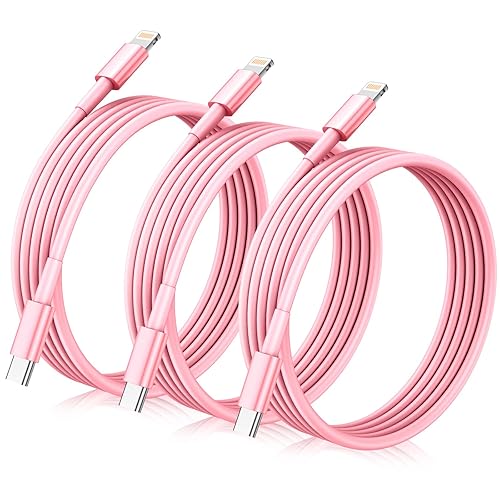 Cable USB C a Lightning real de 20 W para iPhone de carga rápida, [paquete de 3 de 6 pies] Cable de carga rápida USB-C certificado Mfi para iPhone