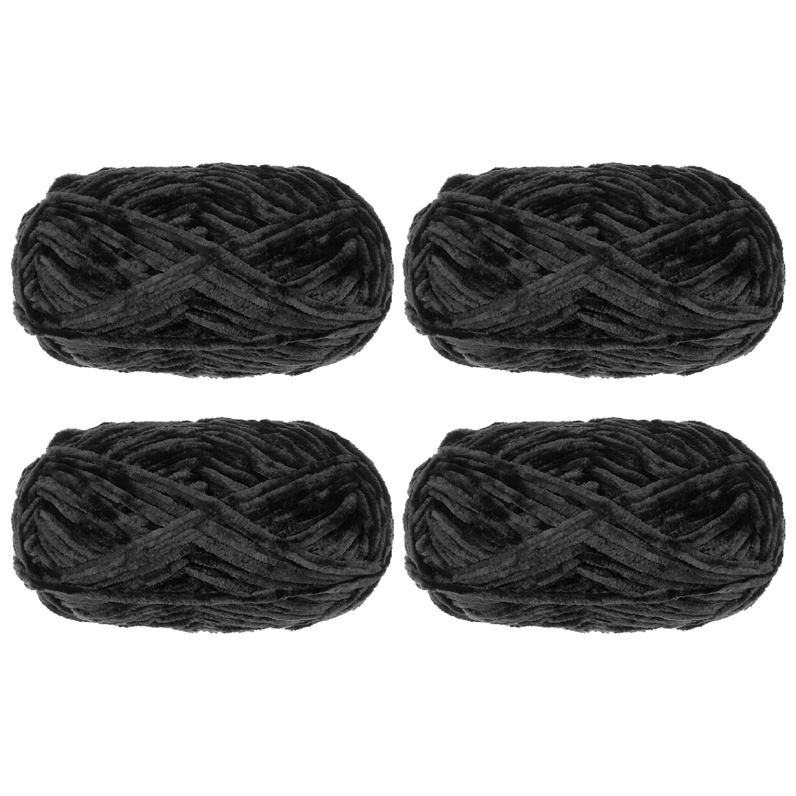 QUARKZMAN 4pz Filato di Velluto Morbido 4x100g/14.1oz 347iarde Filato Nero