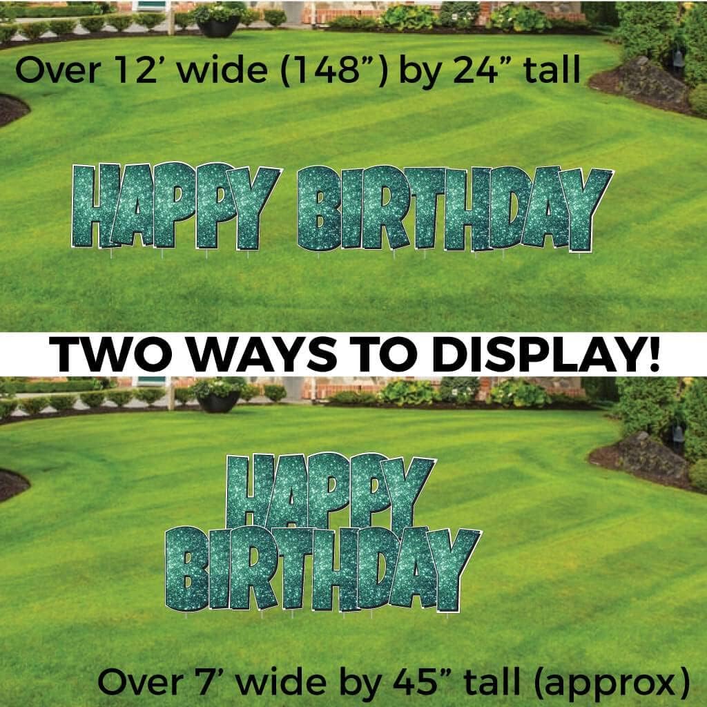 VictoryStore Happy Birthday Yard Sign Quick Set, 24 Inch Luckiest Guy, 5 Piece Jumbo Yard Decorations, Includes Stakes (Green Sparkle 19871)