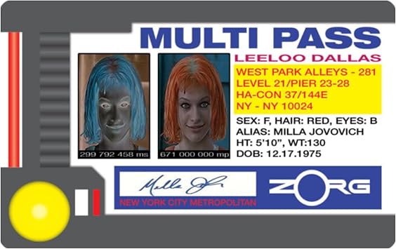 Signs 4 Fun Parody Drivers License | Leeloo Dallas Multi Pass ID | Fake ID Novelty Card | Collectible Trading Card Drivers License | Novelty Gift for Holidays | Made in the USA