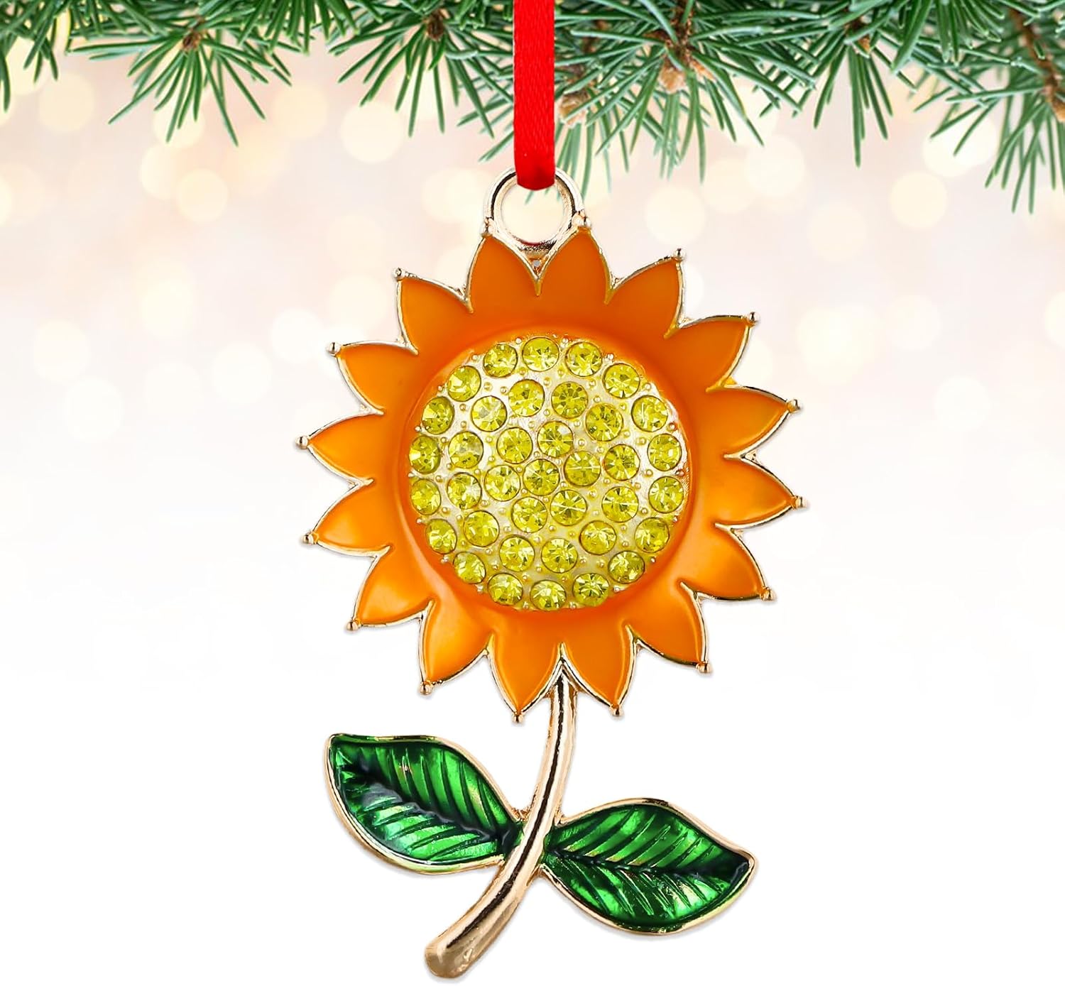 FaCraft Sunflower Gifts for Women Sunflower Lovers - Metal Sunflower Ornaments for Christmas Tree - Flower Christmas Ornament 2025 Home Decor Birthday Xmas Gift Holiday Party Favor Supplies