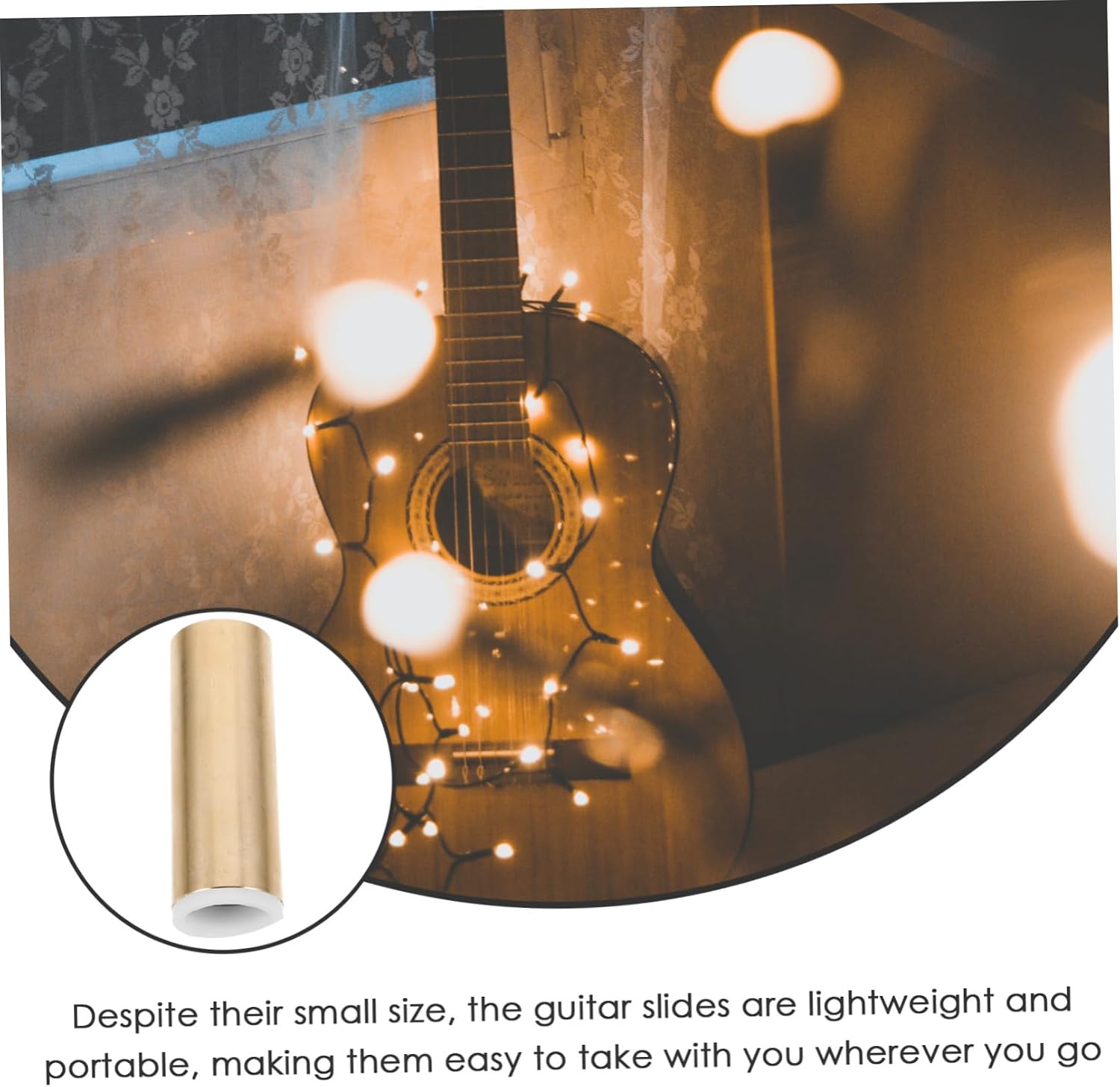 Garneck Copper Guitar Slide Ring Made for Electric Acoustic Bass Metal Guitar Slide Finger Protector