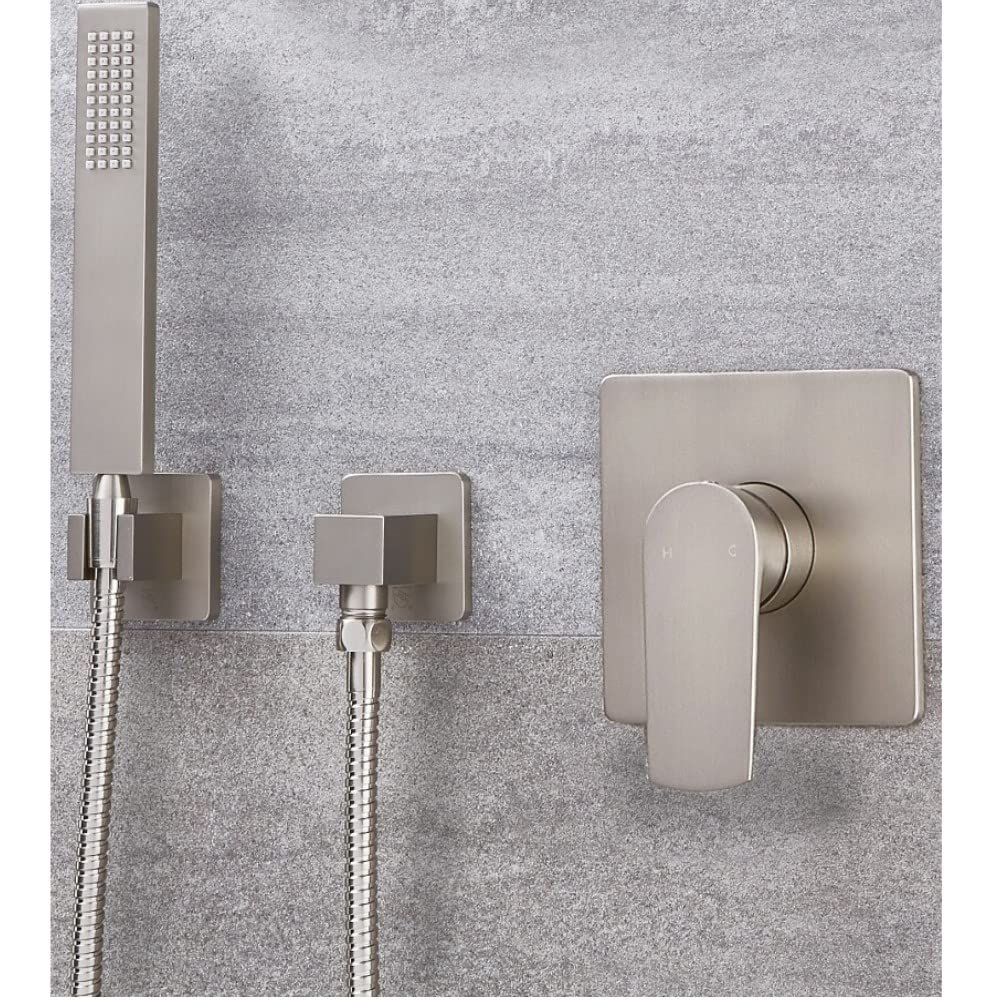 Milano Brushed Nickel Hunston Manual Mixer Valve Hand Shower Handset