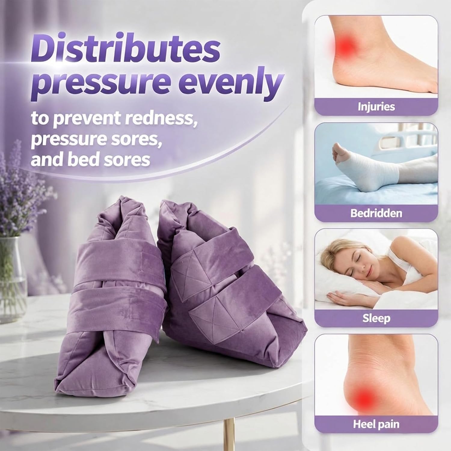 Heel Protector for Pressure Sores, Adjustable Heel Cushion Pain Relief Foot Pillow Boot for Elderly Bedridden Pressure Ulcer Ankle Pillow for Bed, Wheelchairs, Surgery Recovery Supplies