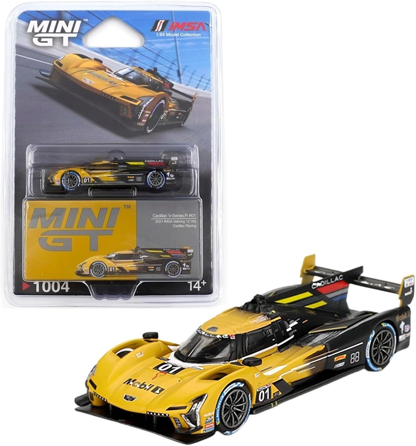 1:64 Diecast Model Car Compatible with Cadillac V-Series.R #01 Cadillac Racing 2024 IMSA Sebring 12Hrs Limited Edition by Mini GT MGT01004