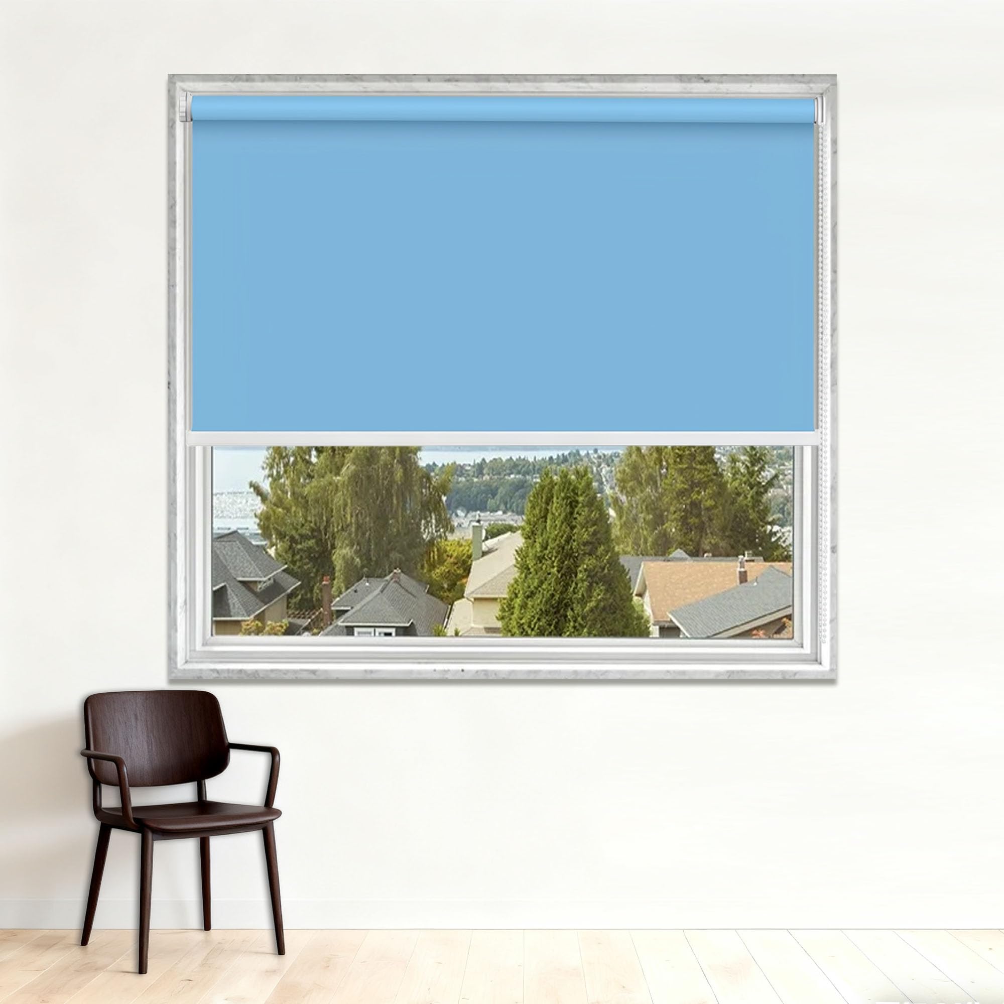 Store occultant 92 x 120 cm bleu clair avec kit de montage inclus