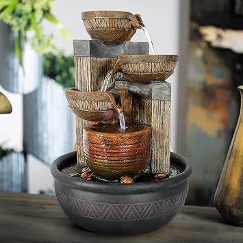 Hamiedun Tabletop Water Fountains Indoor Waterfall and Calming Water Sound Relaxation Desktop Fountain,The for Office, Room Decoration, Portable Feng Shui Fountain Indoor and Outdoor 15.7iches