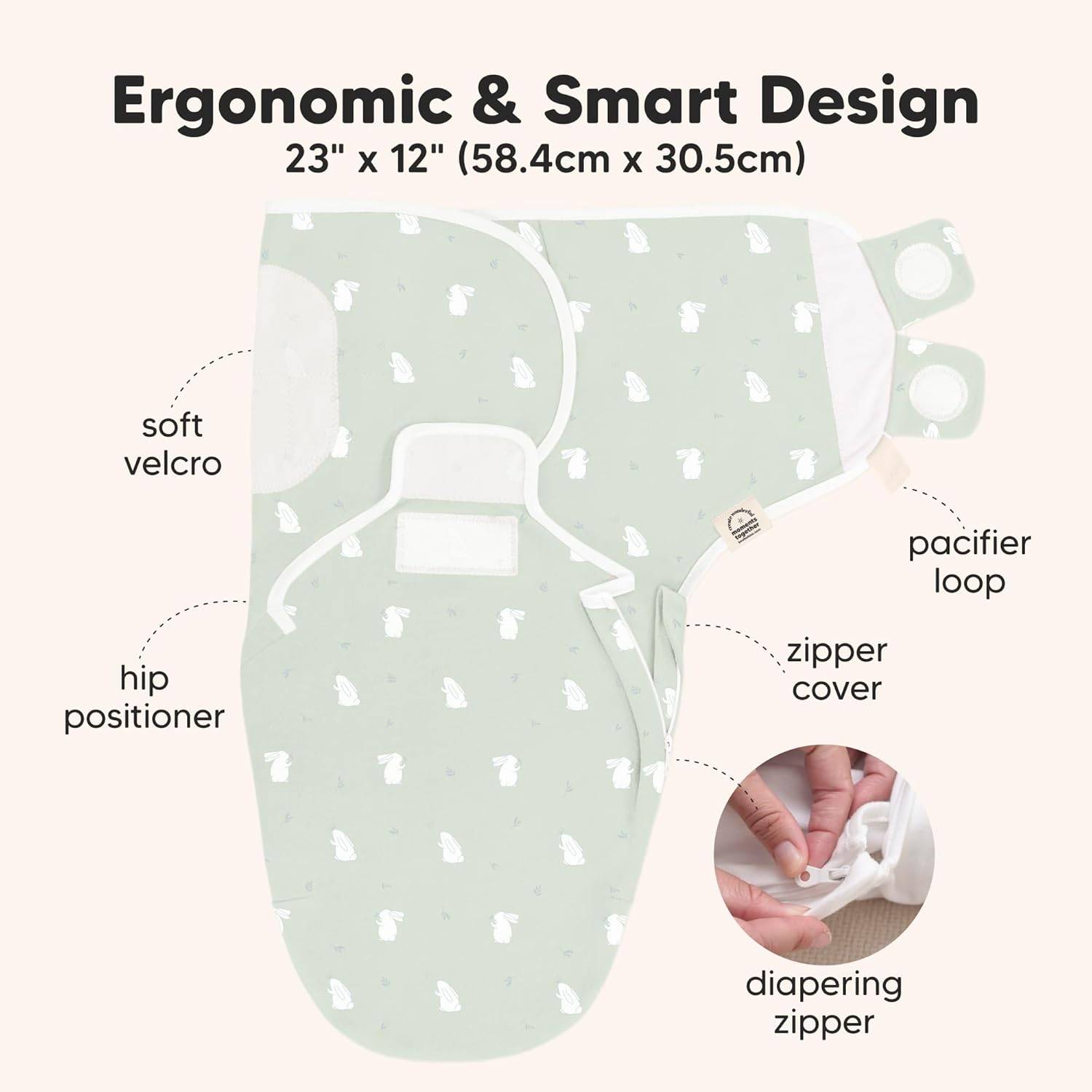 Baby Swaddle Sleep Sacks with Zipper - 3-Pack Swaddles for Newborns 0-3 Months, Infant, Baby Girls, Boys, Soft & Durable Newborn Sleep Sack, Easy Diaper Change Swaddling Blanket (Bunnies, OS)