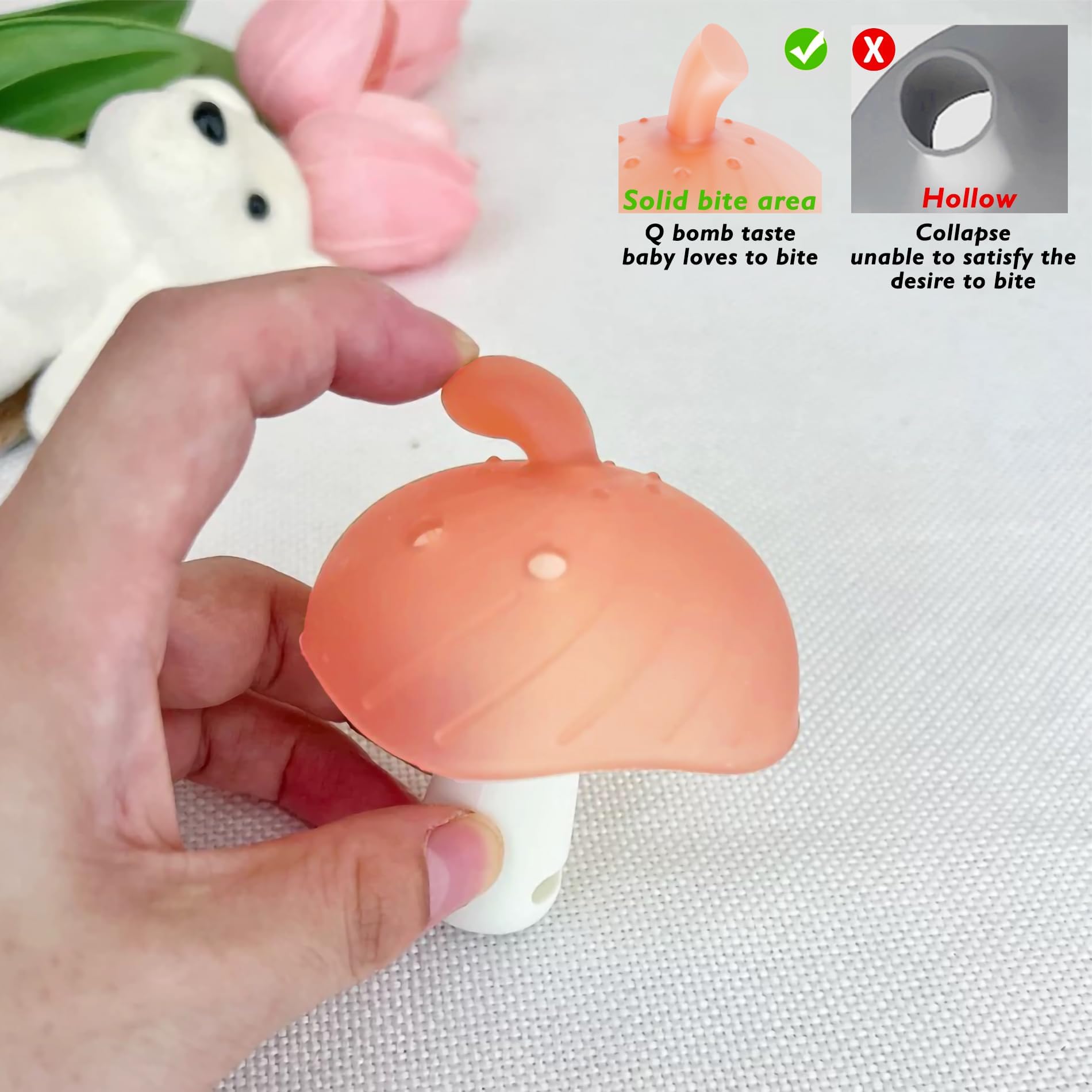 Baby Regenschirm Beißspielzeug aus lebensmittelechtem Silikon für 0–12 Monate – BPA-freies Kauspielzeug für Kleinkinder mit Reiseetui, einfach zu halten und zu reinigen, Zahnentlastung