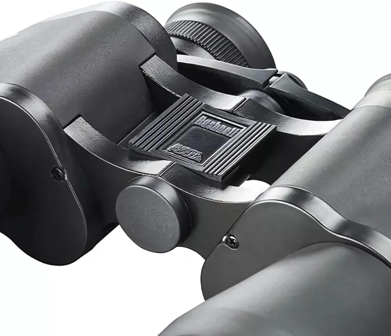 Close-up of the Bushnell Pacifica binoculars showing the center focus wheel.