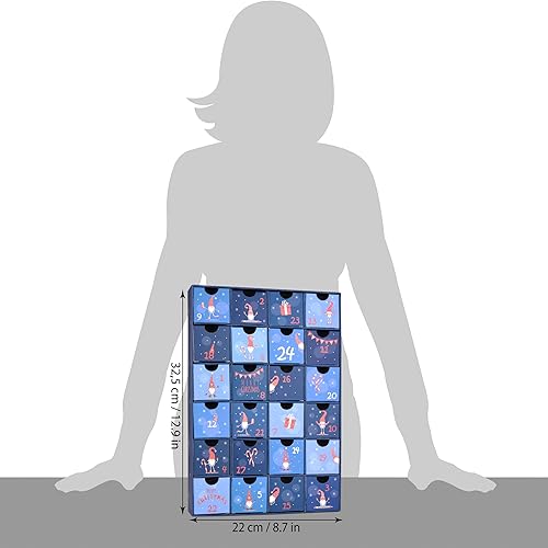 Miniatura 5 de BRUBAKER Calendario de Adviento para rellenar, gnomos azules, calendario de Navidad reutilizable para bricolaje con 24 puertas para vales, dulces y