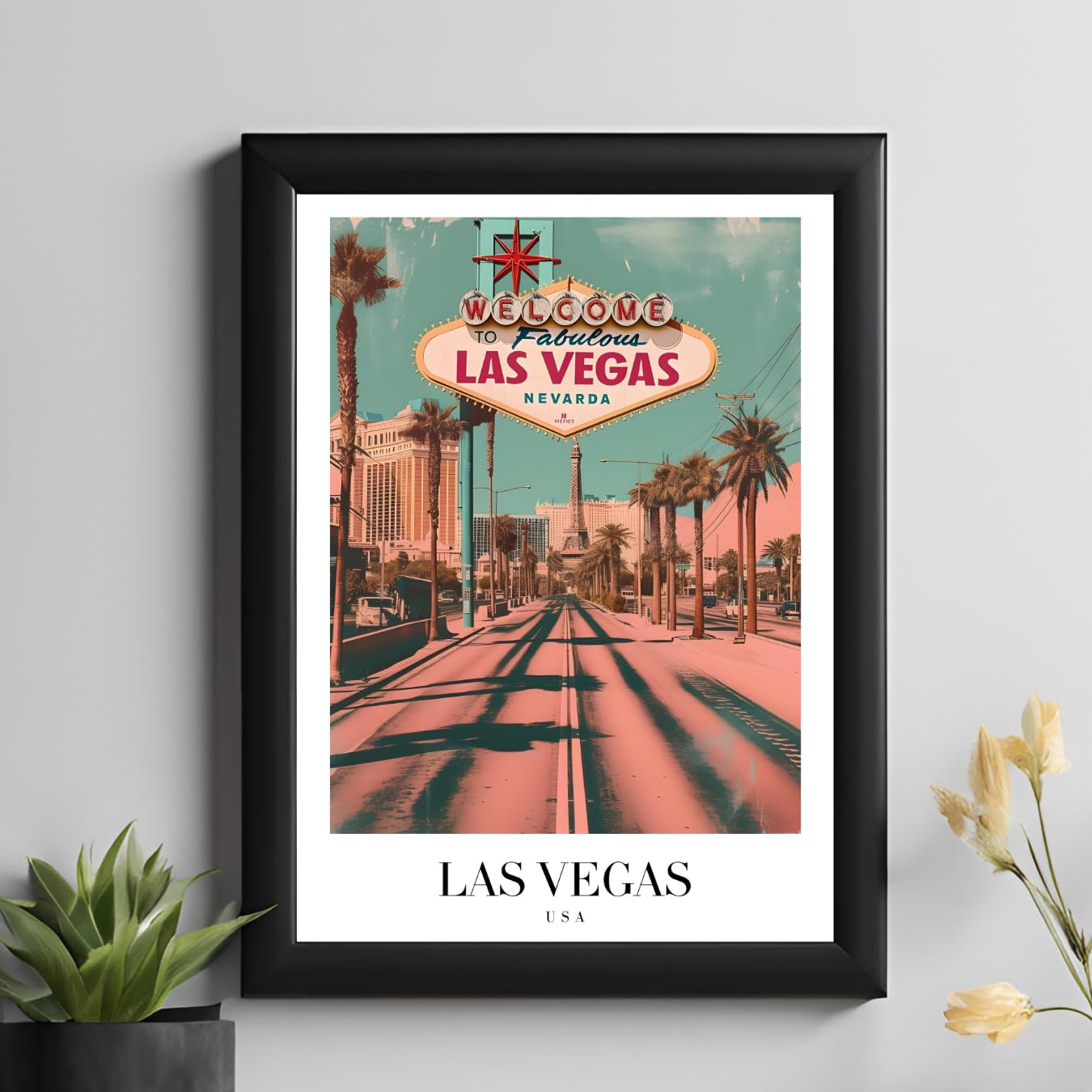 Master Flame North America Travel World Aesthetic Wall Art Poster for Cafe, Studio, Restaurants, Hotels, Living Room, Home & Wall Decor Frame/Frameless (Las Vegas USA TPN-11)