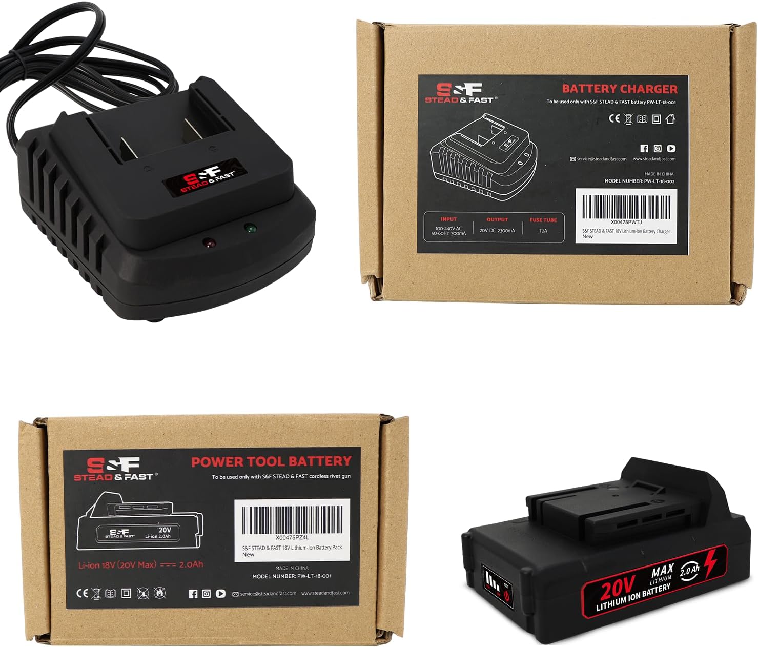 S&F STEAD & FAST 18V Lithium-Ion Battery Pack with Lithium-Ion Battery Fast Charger