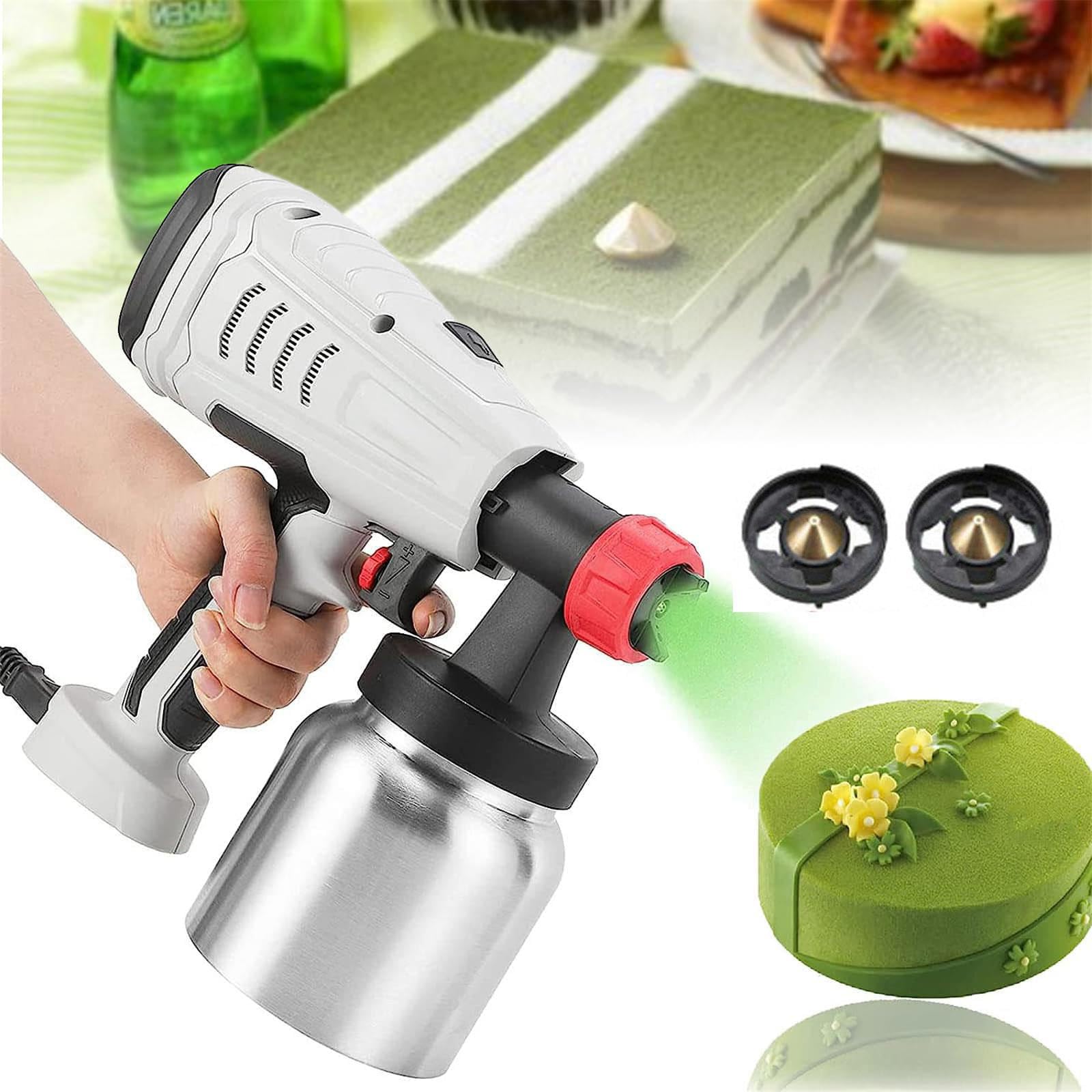 Aerógrafo eléctrico para decoración de tartas con capacidad de 800 ml y 2 boquillas para hornear y chorrear postres
